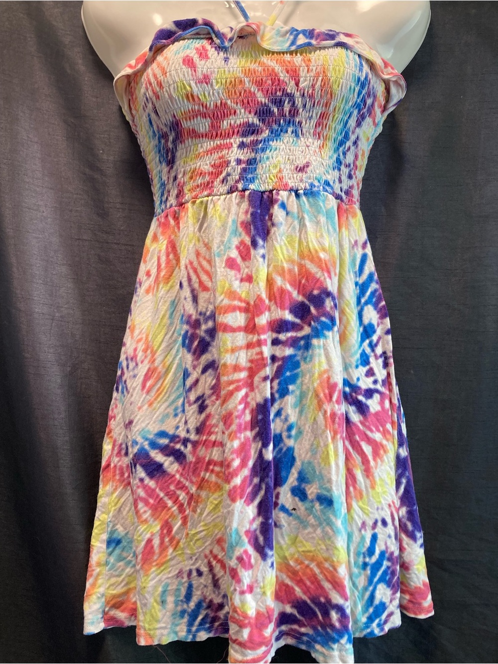 Multicolor Smocked Halter Sundress Size S Boho Festival